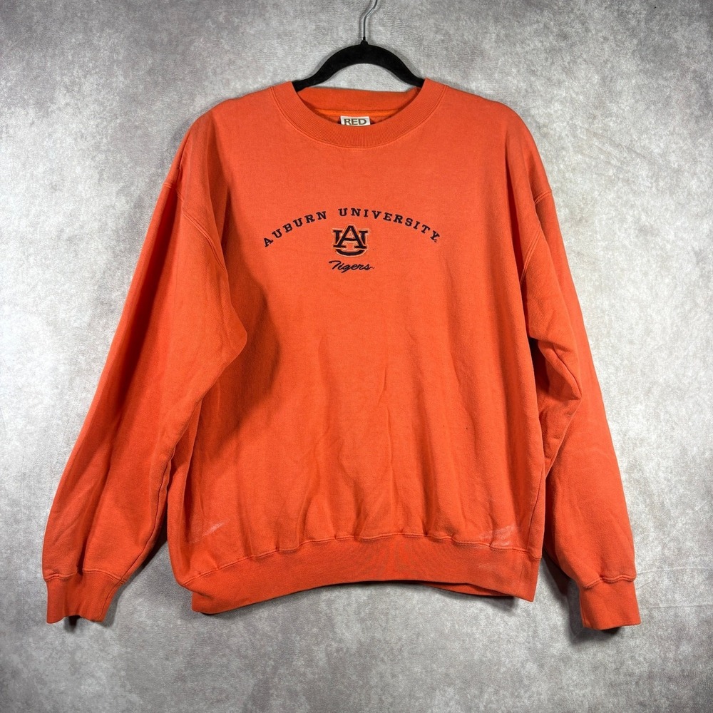 Vintage Auburn University Tigers Sweatshirt Mens L Orange Red‎ Oak Crew Neck 90s
